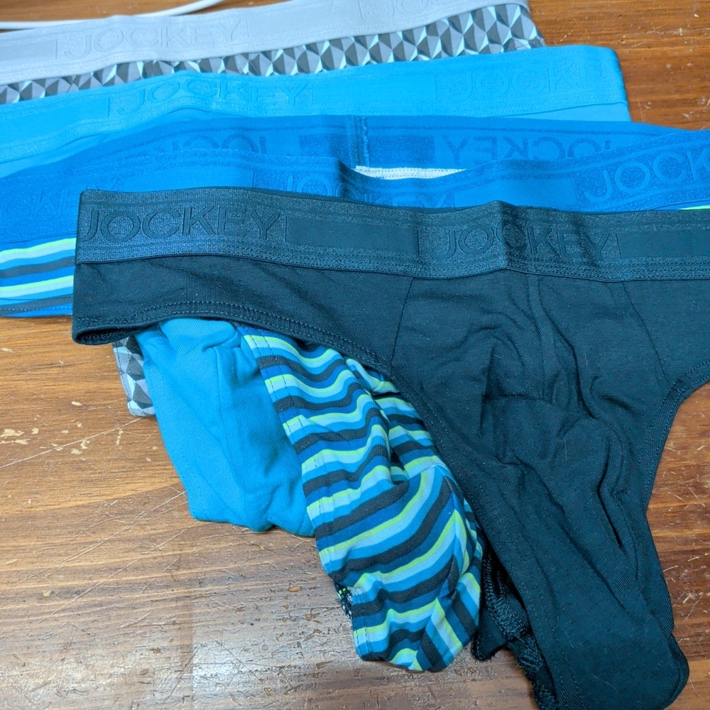 Jockey Essentials 4-Pack Cotton Stretch Men's Thong - Size Large